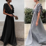 Burgundy Evening Dresses for Weddings Summer Dress Chiffon Agaric Shape Long Dress