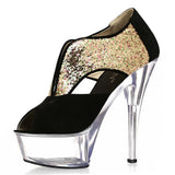 Platform Heels for Women 15cm High Heel Nightclub Black Thin Heel Sandals