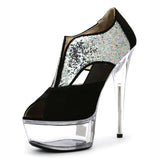 Platform Heels for Women 15cm High Heel Nightclub Black Thin Heel Sandals