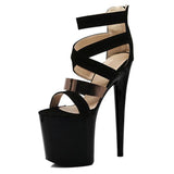 Platform Heels for Women Summer Open Toe Sandals Cross Strap Stiletto Heel Suede High Heels
