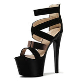 Platform Heels for Women Summer Open Toe Sandals Cross Strap Stiletto Heel Suede High Heels