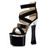 Platform Heels for Women Summer Open Toe Sandals Cross Strap Stiletto Heel Suede High Heels