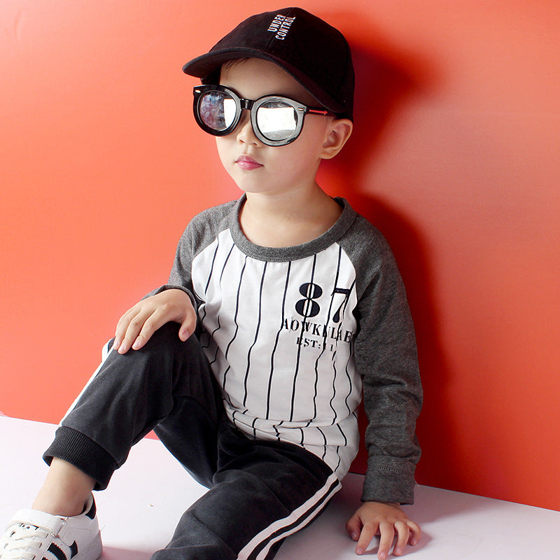 Children Long Sleeve Shirts Children T-shirt Fall Pure Cotton Long Sleeve T-shirt Crew Neck