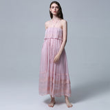 Beth Dutton Bohemian Summer Spring Midi Dress Embroidered Flowers Strap Tube Top