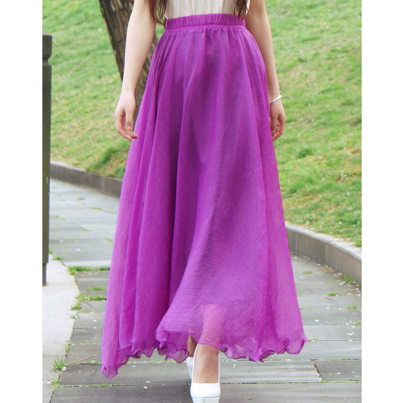 MIDI Mauve Skirt Solid Color Large Swing Dress