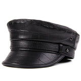 Captains Hat Autumn and Winter Motorcycle Men's Leather Rock Navy Hat Captain