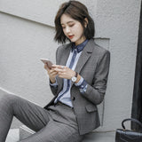 Interview Suit Women Business Suit Female Plaid Fashion Tailored Suit