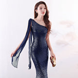Burgundy Dress Formal Banquet Evening Gown Dress Fishtail