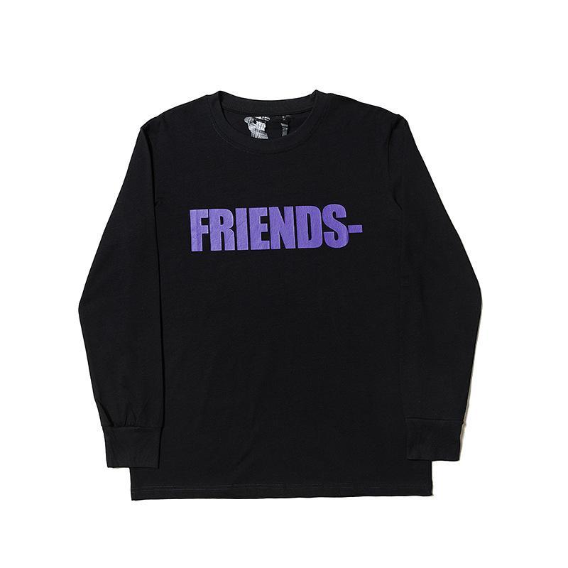 Vlone Sweatshirt Big V Printed Men'S And Women'S Loose Casual Long Sleeves Tshirt Autumn
