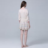 Beth Dutton Bohemian Summer Spring Midi Dress V-neck Embroidery Short