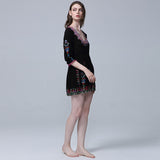 Beth Dutton Bohemian Summer Spring Midi Dress V-neck Embroidery Short