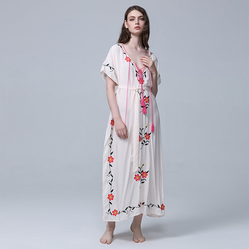 Beth Dutton Bohemian Summer Spring Midi Dress Self-Tie Dress Vacation