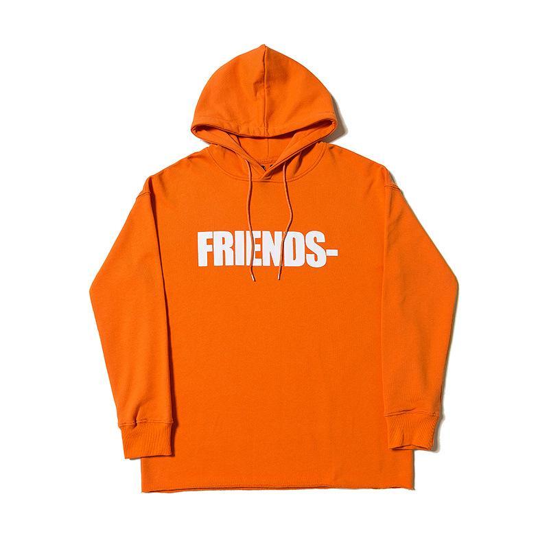 Vlone Hoodie Life Sweater Hip Hop Loose Men'S And Women'S Orange Hoodie