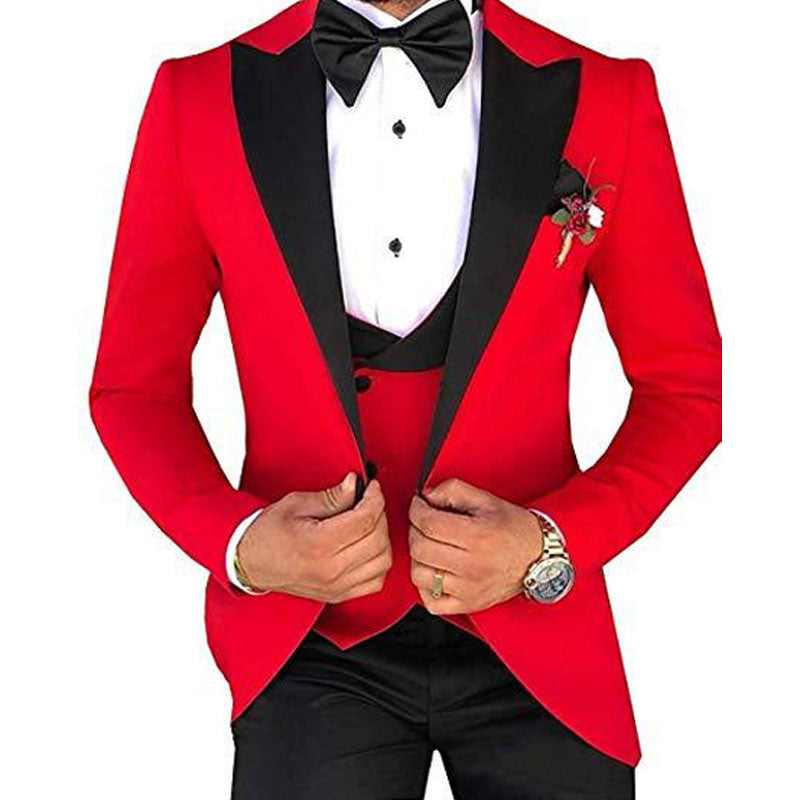 Black Tie Attire Suit Set Three-Piece Set Groomsman Clothing Gown Slim Fit