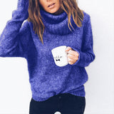 Women Pullover Knit Sweater Autumn and Winter Women's Long Sleeve Turtleneck Pullover Sweater