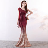 Burgundy Dress Formal Banquet Evening Gown Dress Fishtail