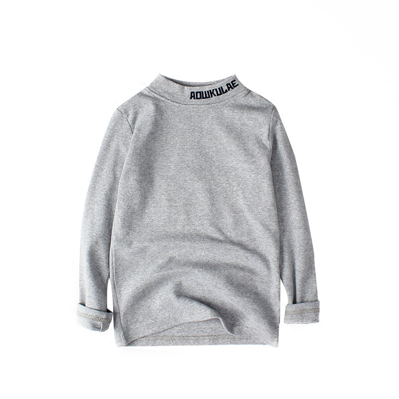 Children Long Sleeve Shirts Autumn and Winter Cotton Men's Long Sleeve Solid Color