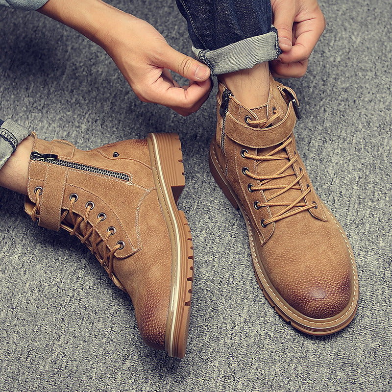 Men's Boots Work Boot Men Casual Hiking Boots Fall Worker Boot Men's All-Match High-Top Retro Casual