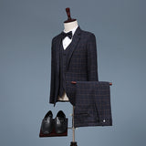 Black Tie Attire Casual Plaid Suit Three-Piece Suit