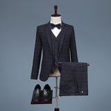 Black Tie Attire Casual Plaid Suit Three-Piece Suit