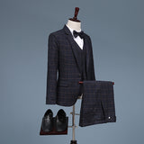 Black Tie Attire Casual Plaid Suit Three-Piece Suit