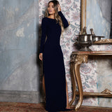 Long Sleeve Burgundy Dress Formal Dress Autumn Winter Women's Wear
