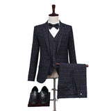 Black Tie Attire Casual Plaid Suit Three-Piece Suit