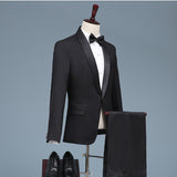 Black Tie Attire Groom Wedding Suit Stage Host Hostess Performance Dress Suit