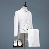Black Tie Attire Men's Swallowtail Slim-Fitting Suit Costume Host Formal Dress Suit