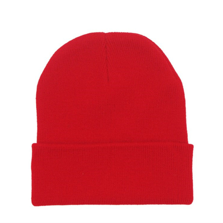 Red Beanie Hat Solid Color Winter Hat Warm Knitted Hat Men