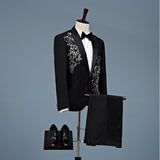 Black Tie Attire Three-Dimensional Pattern Suit Chorus Costume