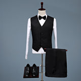 Black Tie Attire Business Korean Version Slim Suit Suit Three-Piece Wedding Dress Vest