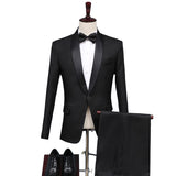 Black Tie Attire Groom Wedding Suit Stage Host Hostess Performance Dress Suit
