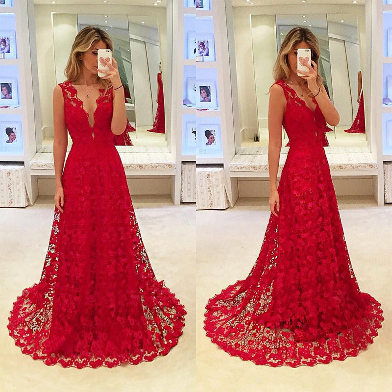 Burgundy Evening Dresses for Weddings Women's Formal Dress Sexy V-neck Formal Dress