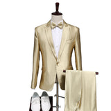 Black Tie Attire Golden Suit Host Performance Costume