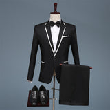 Black Tie Attire Men's Dress MC Host Slim-Fitting Suit Chorus Performance Dress