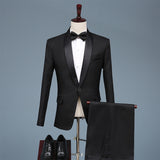 Black Tie Attire Groom Wedding Suit Stage Host Hostess Performance Dress Suit