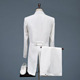 Black Tie Attire Men's Swallowtail Slim-Fitting Suit Costume Host Formal Dress Suit