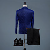 Black Tie Attire Bright Silk Suit Cover Fake Pocket Slim Fit