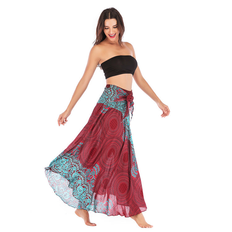Gypsy Girl Outfits Skirt Beach Vacation Dress Two-Way Large Swing Skirt