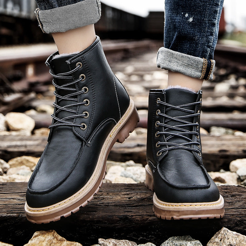Men's Boots Work Boot Men Casual Hiking Boots Winter Shoes Fleece-Lined High-Top Dr. Martens Boots Boys