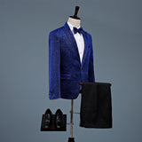 Black Tie Attire Bright Silk Suit Cover Fake Pocket Slim Fit