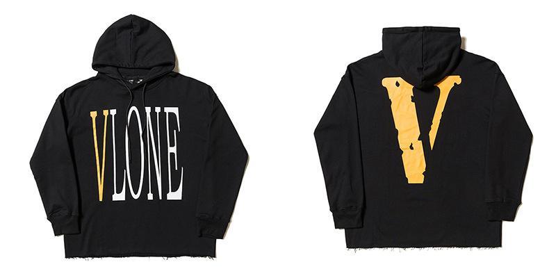 Vlone Hoodie Autumn And Winter Black And White Large Vshaped Female Men'S And Women'S Hoodie Coat