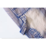 Man Fall Outfits Embroidered Ripped Jeans Fashion Brand Loose Straight