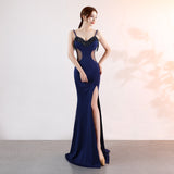 Burgundy Dress Formal Deep V Evening Party Dress Long Sexy Slim Fit