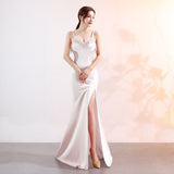 Burgundy Dress Formal Deep V Evening Party Dress Long Sexy Slim Fit