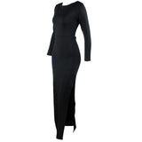 Long Sleeve Burgundy Dress Formal Dress Autumn Winter Women's Wear