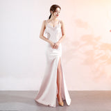 Burgundy Dress Formal Deep V Evening Party Dress Long Sexy Slim Fit