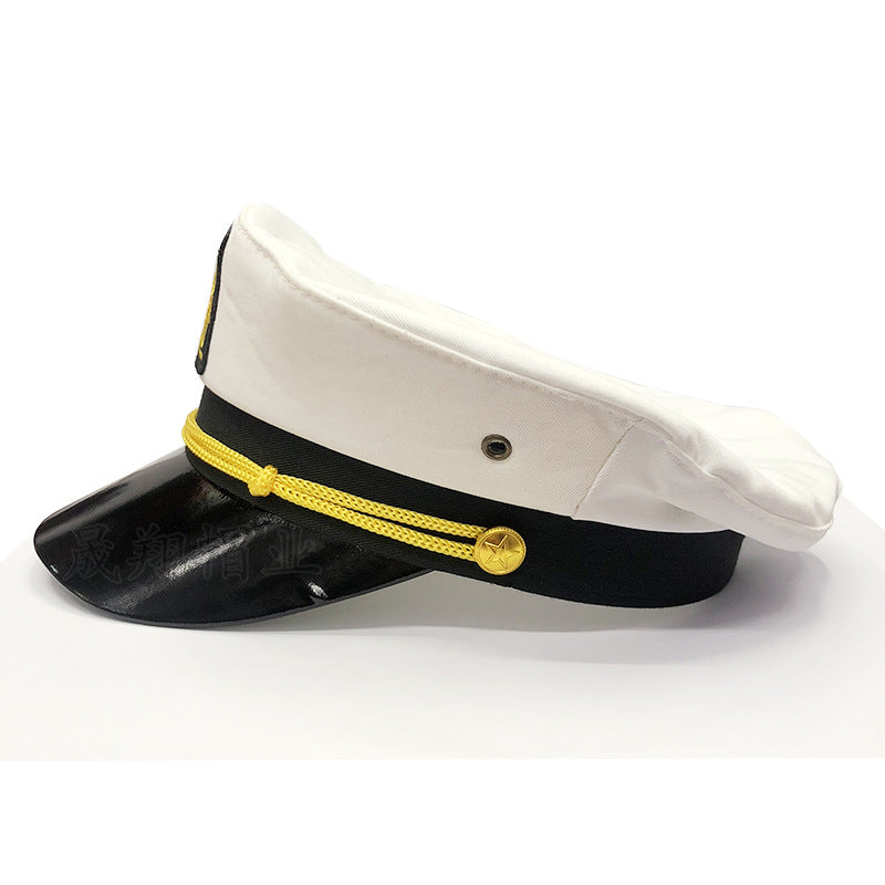 Captains Hat Navy Hat White Men's and Women's Cotton a Sailor's Cap