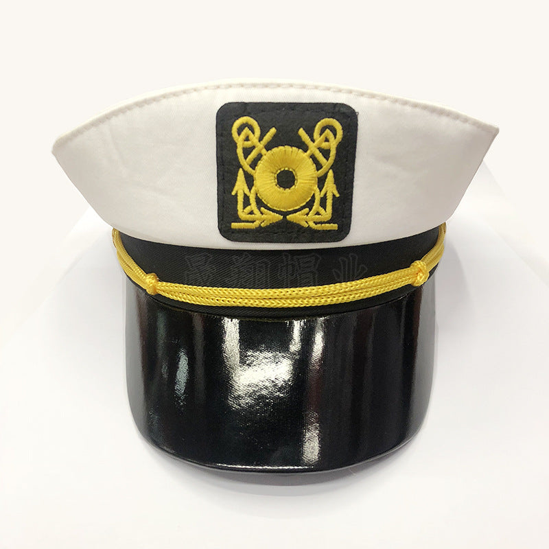 Captains Hat Navy Hat White Men's and Women's Cotton a Sailor's Cap